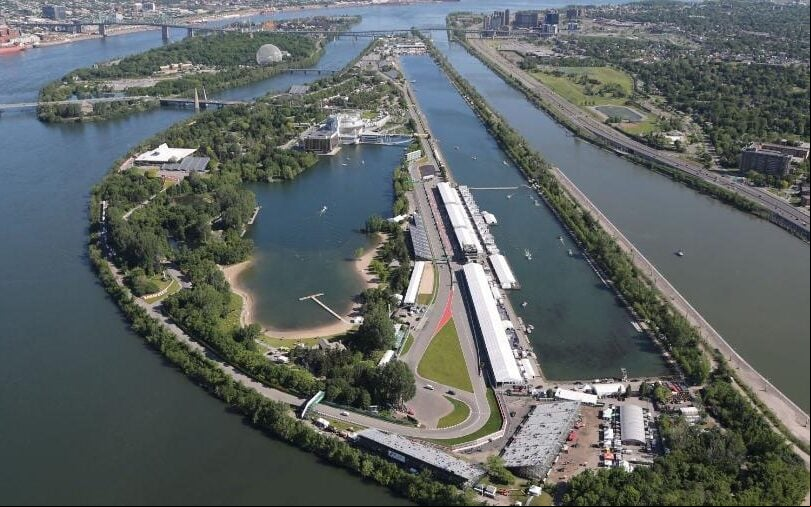 O Circuit Gilles Villeneuve, em Montreal, é o tradicional palco do Grande Prêmio do Canadá de F1, disputado em meio ao rio Saint-Laurent. (Foto: Divulgação/F1)